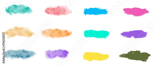 Set of colorful paint, ink brush strokes, brushes, lines. Dirty artistic design elements. Vector illustration. Isolated on white background.