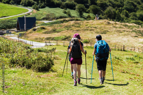 Pilgrims on the  Way of St. James. Descent to the Hermitage of San Salvador, Ibañeta photo