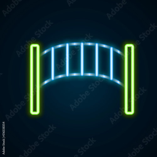 Glowing neon line Playground kids bridge icon isolated on black background. Colorful outline concept. Vector