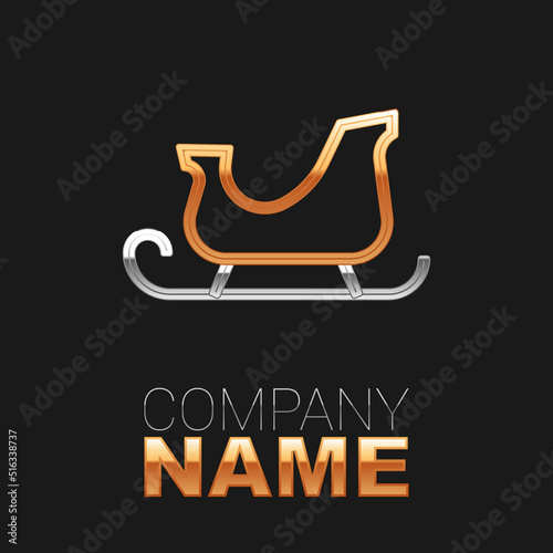 Line Christmas santa claus sleigh icon isolated on black background. Merry Christmas and Happy New Year. Colorful outline concept. Vector