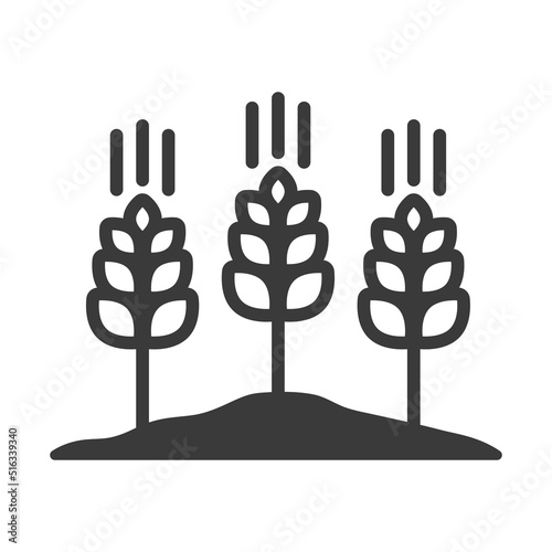 Cereal growing on the field line icon isolated on white background.Vector illustration.
