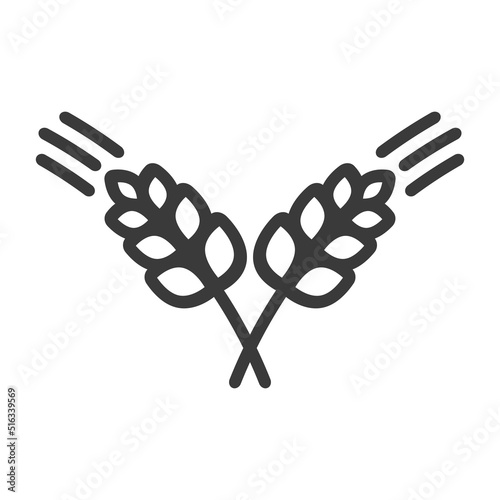 Two ears of cereal line icon isolated on white background.Vector illustration.