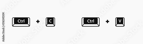 Copy and paste shortcuts vector illustration. Ctrl C + Ctrl V vector hotkeys