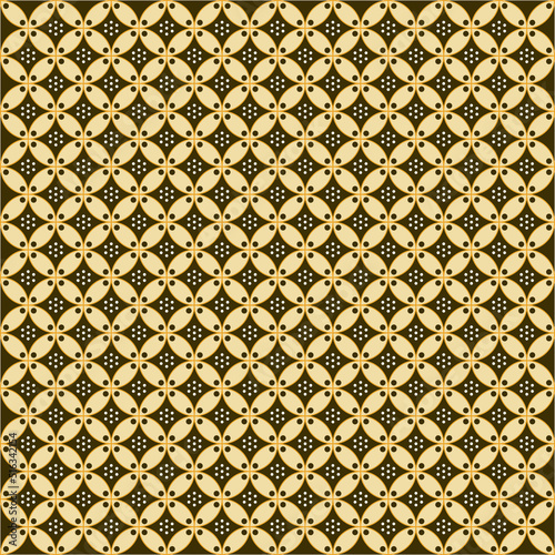 Batik Kawung motif. Geometric abstract vector. Traditional Indonesian seamless pattern.