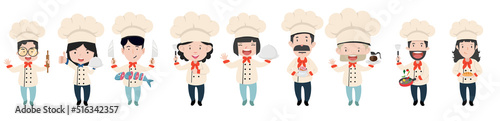 chef in different cooking  character set