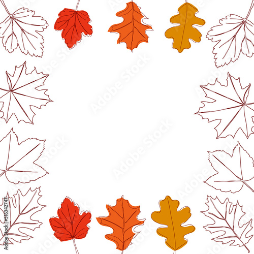 Vector autumn leaf continuous line drawing. Autumn leaf one line style icon vector illustration design