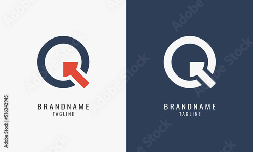 Letter Q Design Logo With Arrow , Vector Template
