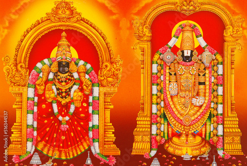 Picture of Hindu goddess Lakshmi & god Venkateshwara (a form of Vishnu)