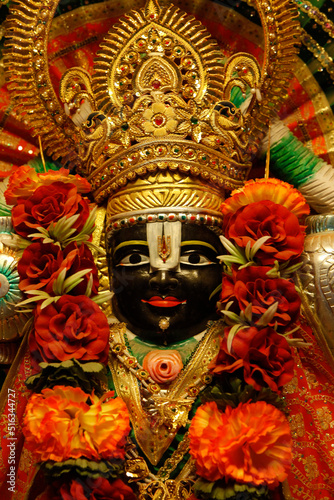 Lakshman temple in Rishikesh : statue of Shri Krishna (the Dark one ) © Julian