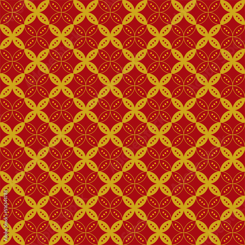 Fancy color geometric pattern. Batik Kawung seamless pattern. Traditional editable seamless pattern.