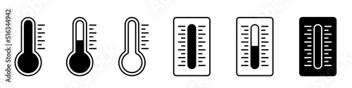 Set of thermometers. Black icons. Vector clipart isolated on white background.