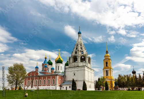 Kolomna, Russia. Bell tower of Tikhvinskaya Church and Bell tower of Novo-Golutvin Monastery photo