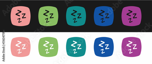 Set Sleepy icon isolated on black and white background. Sleepy zzz talk bubble. Vector