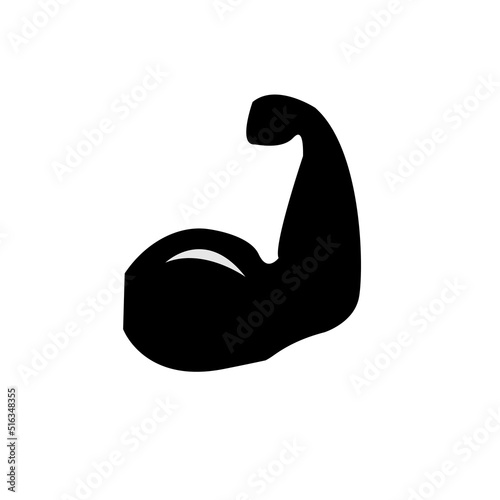 Muscular arm drawn on white background. Athlete icon.