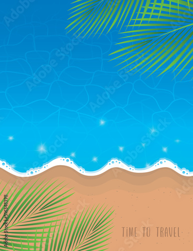 palm beach turquoise water on a sunny day summer background