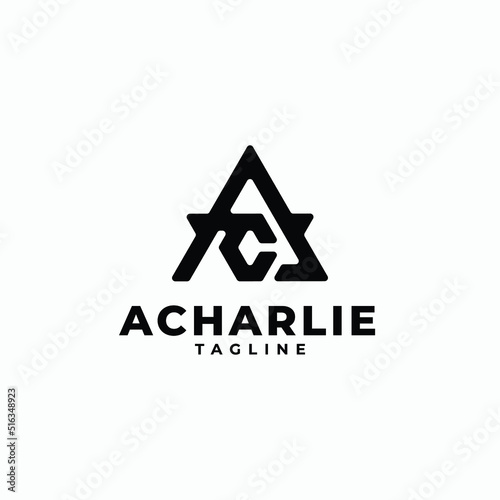 Triangle alphabet logo letters initials monoram logo AC, A and C photo