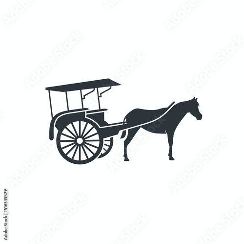 asian horse carriage illustration