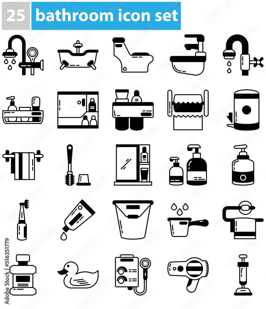 bathroom icon set with simple design bathroom icon set with simple design