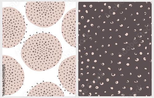 Wallpaper Mural Abstract Hand Drawn Childish Style Vector Patterns. Simple Circles made of Dots on White and Brown Background. Modern Geometric Seamless Pattern. Irregular Freehand Dotted Print ideal for Fabric. Torontodigital.ca