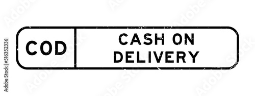 Grunge black COD cash on delivery word square rubber seal stamp on white background