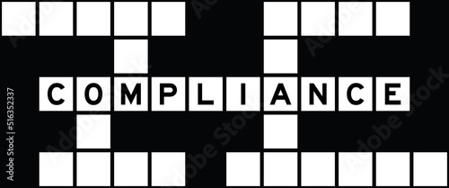 Alphabet letter in word compliance on crossword puzzle background
