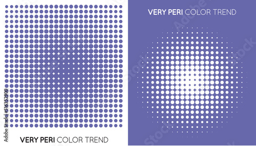 Set of Two Trendy Very Peri Color Halftone, Halftone Dot Pattern. Color of the year 2022..