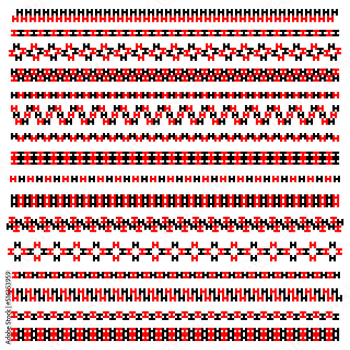 Traditional Ukrainian knitted embroidery art, ethnic border ornament vyshyvanka