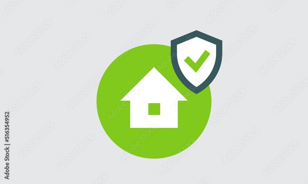 home insurance icon. home protection sign and symbol. House with shield, check mark concept. Vector illustration, design element graphic