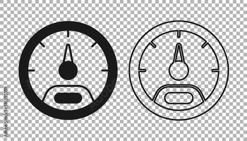 Foto Black Speedometer icon isolated on transparent background. Vector