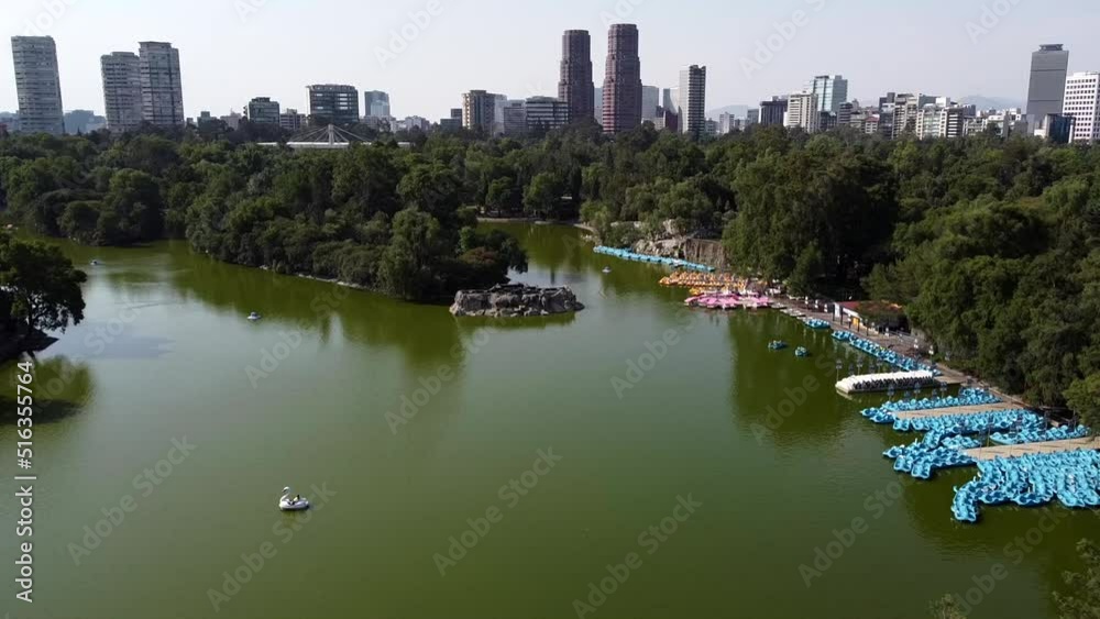 A panoramic view of the Chapultepec lake in day time in Mexico city A panoramic view of the Chapultepec lake in day time in Mexico city