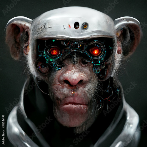 Photo portrait of high -tech monkey