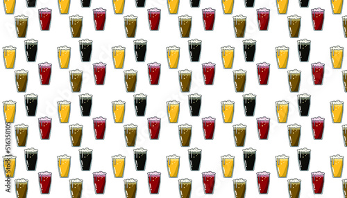 Pattern of different beer styles for background