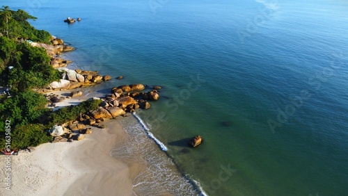 Drone view of a beautiful sea in Florianapolis, Brazil photo