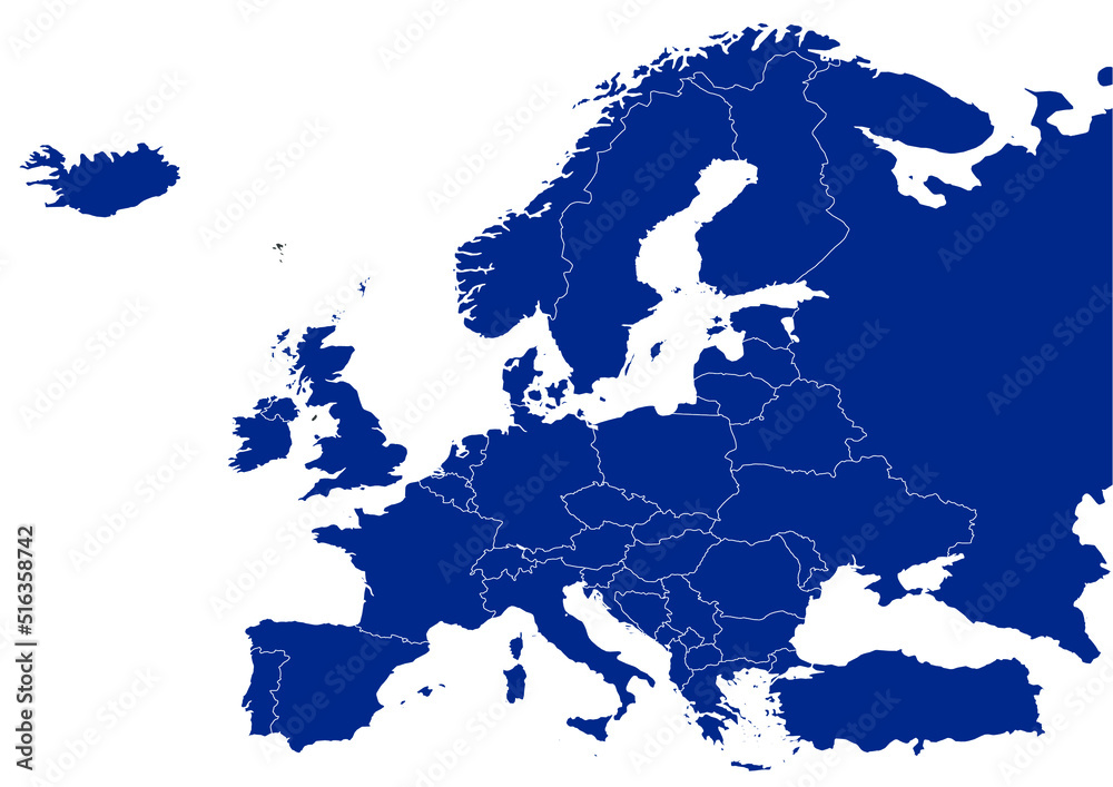 Naklejka premium the countries of europe in one map