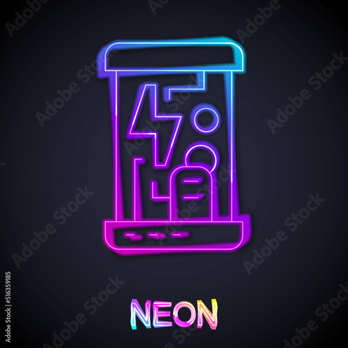 Glowing neon line Futuristic cryogenic capsules or containers icon isolated on black background. Cryonic technology for humans or cryogenic chamber. Vector