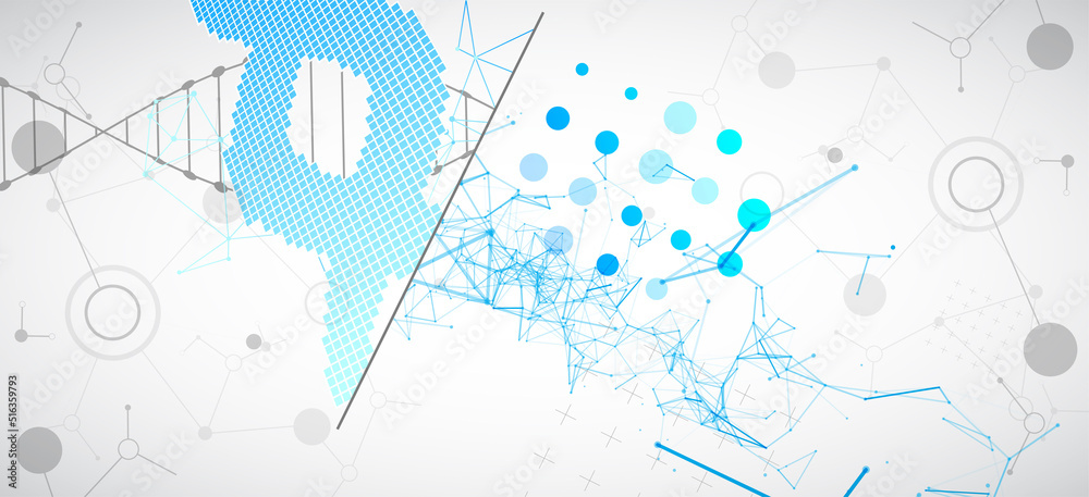 Abstract futuristic background for design works..Science template, wallpaper or banner with a DNA molecules.