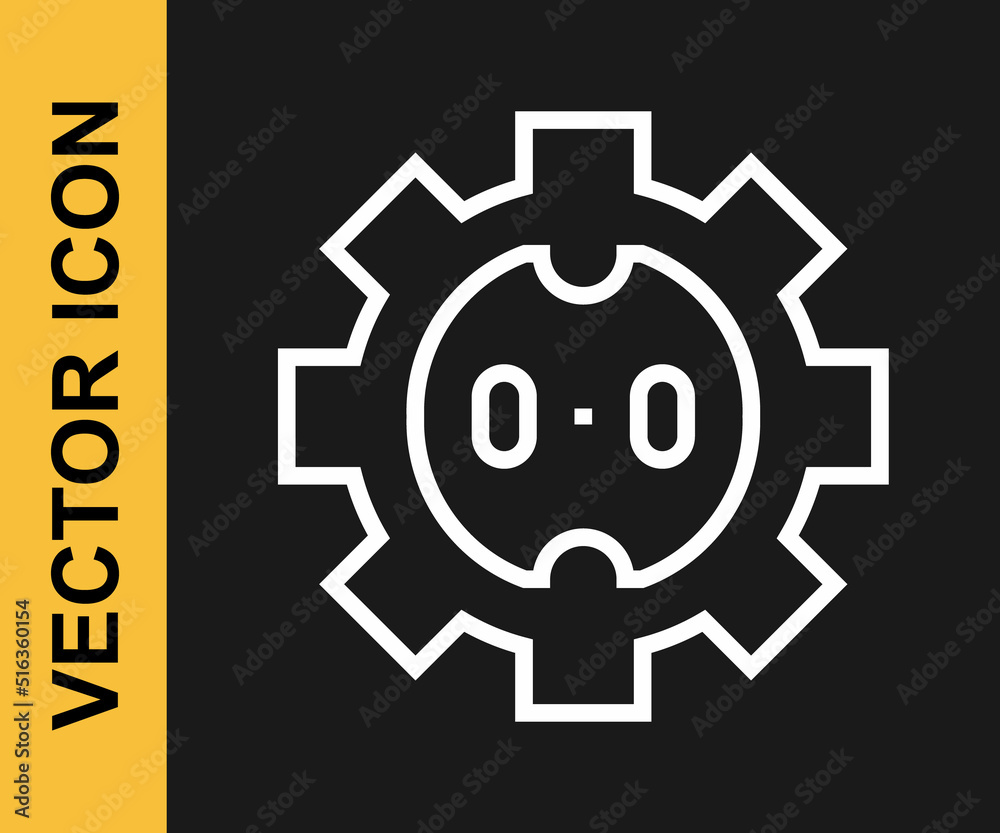White line Electrical outlet icon isolated on black background. Power socket. Rosette symbol. Vector