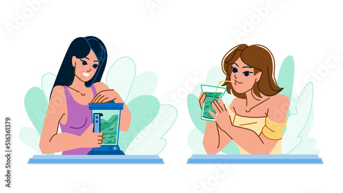 smoothie woman vector. juice drink, healthy fruit, fresh diet, shake food smoothie woman character. people flat cartoon illustration