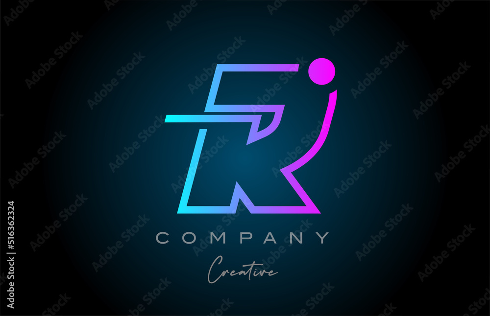 pink and blue R alphabet letter logo icon design with dot. Creative template for business and company pink and blue R alphabet letter logo icon design with dot. Creative template for business and company