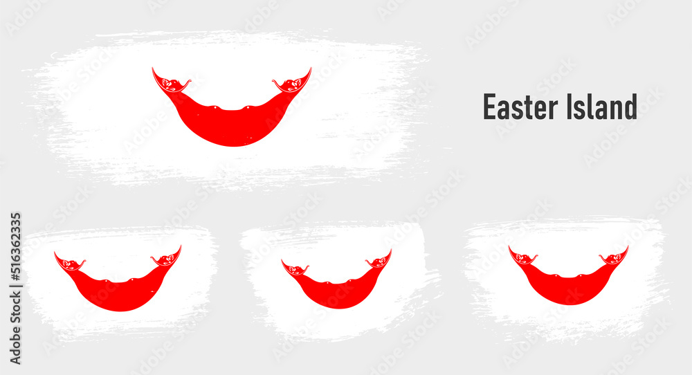 Textured collection national flag of Easter Island on painted brush stroke effect with white background Textured collection national flag of Easter Island on painted brush stroke effect with white background