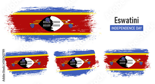 Free Download Textured collection national flag of Eswatini on painted brush stroke effect with white background - GFXLoad