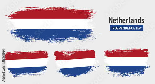 Free Download Textured collection national flag of Netherlands on painted brush stroke effect with white background - GFXLoad
