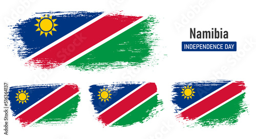 Free Download Textured collection national flag of Namibia on painted brush stroke effect with white background - GFXLoad