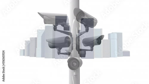 Network of connections and businessman people shaking hands over modern office building photo