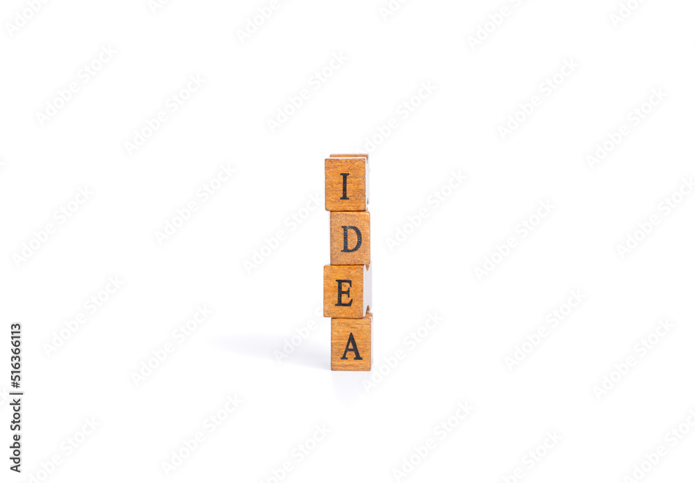 Wooden stamp with the word IDEA., Business idea,creative thinking idea concept.