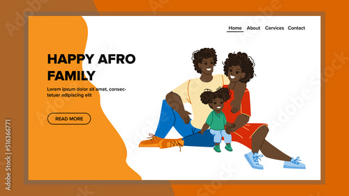 happy afro family vector. african american child, mother, smile people, love together happy afro family web flat cartoon illustration