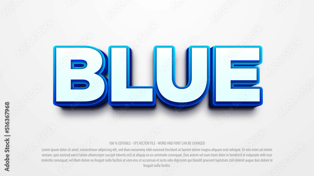 Blue 3d style editable text effect