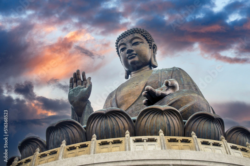 Fototapete The Tian Tan Buddha statue is the large bronze Buddha statue