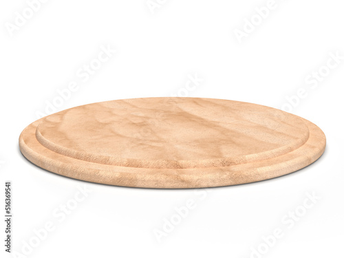 ピザを乗せる円い素焼きのお皿。3Dレンダリングされた円形の砂岩のトレイ。