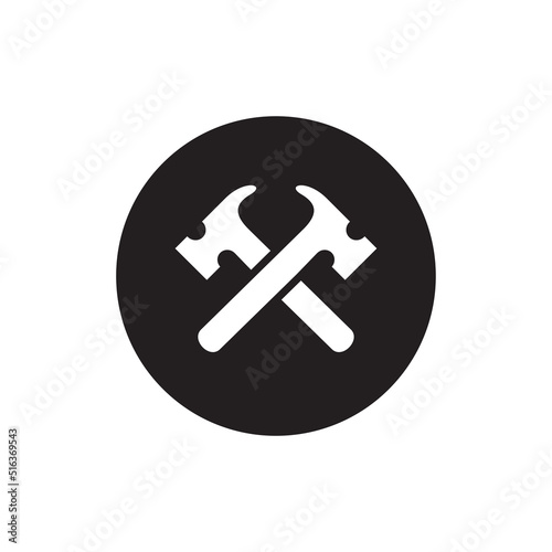 Two hammer logo icon design, double hammer symbol - Vector
